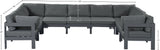 Nizuc 150" Water Resistant Fabric Upholstered Outdoor Patio 9pc. Modular Sectional