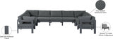 Nizuc 150" Water Resistant Fabric Upholstered Outdoor Patio 9pc. Modular Sectional