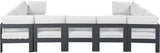 Nizuc 150" Water Resistant Fabric Upholstered Outdoor Patio 9pc. Modular Sectional