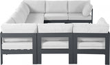 Nizuc 150" Water Resistant Fabric Upholstered Outdoor Patio 9pc. Modular Sectional