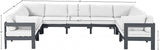 Nizuc 150" Water Resistant Fabric Upholstered Outdoor Patio 9pc. Modular Sectional