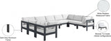 Nizuc 150" Water Resistant Fabric Upholstered Outdoor Patio 9pc. Modular Sectional