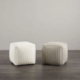 Channel Small Square Ottoman: White