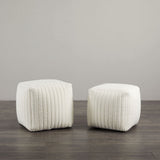 Channel Small Square Ottoman: White