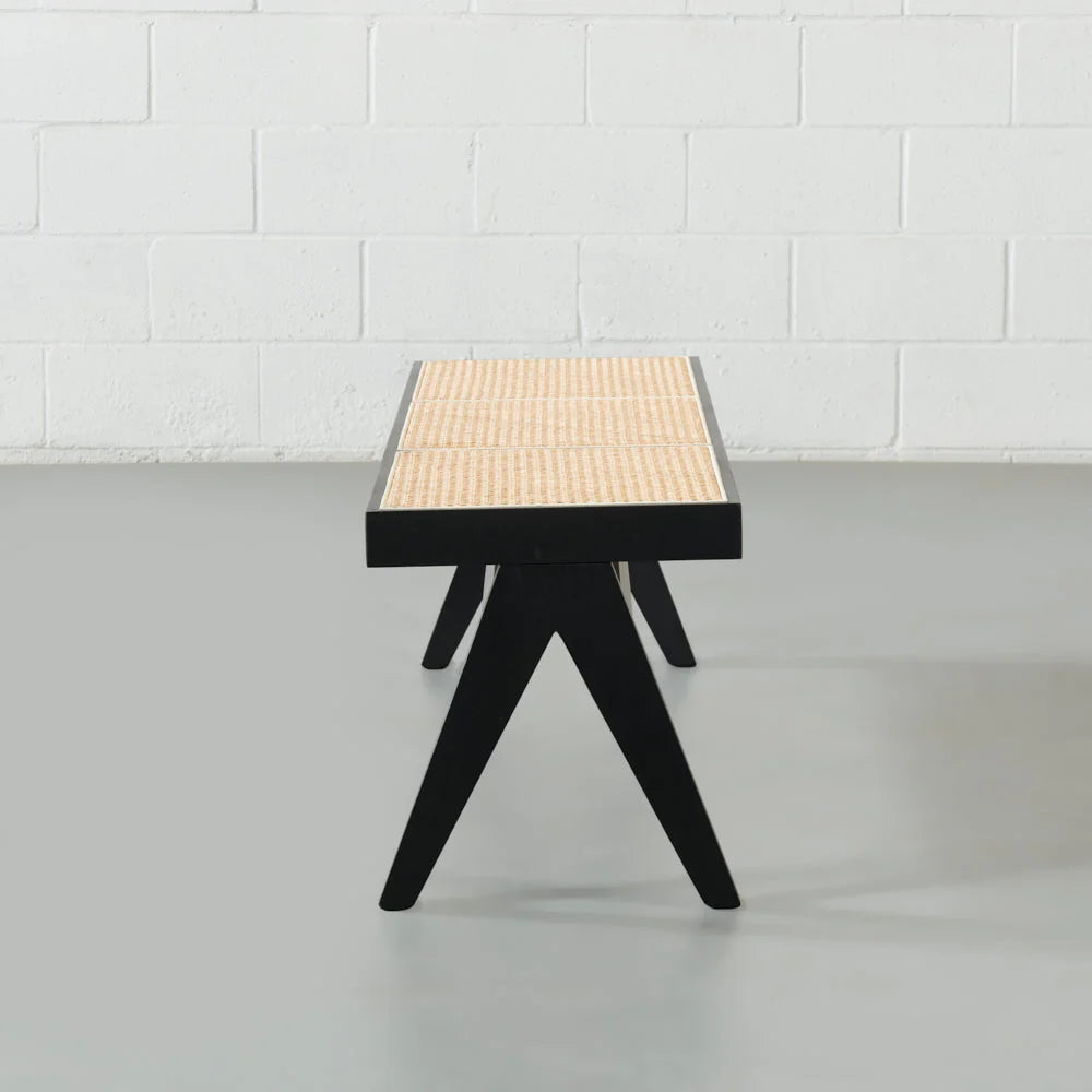 Raya Black Cane Bench