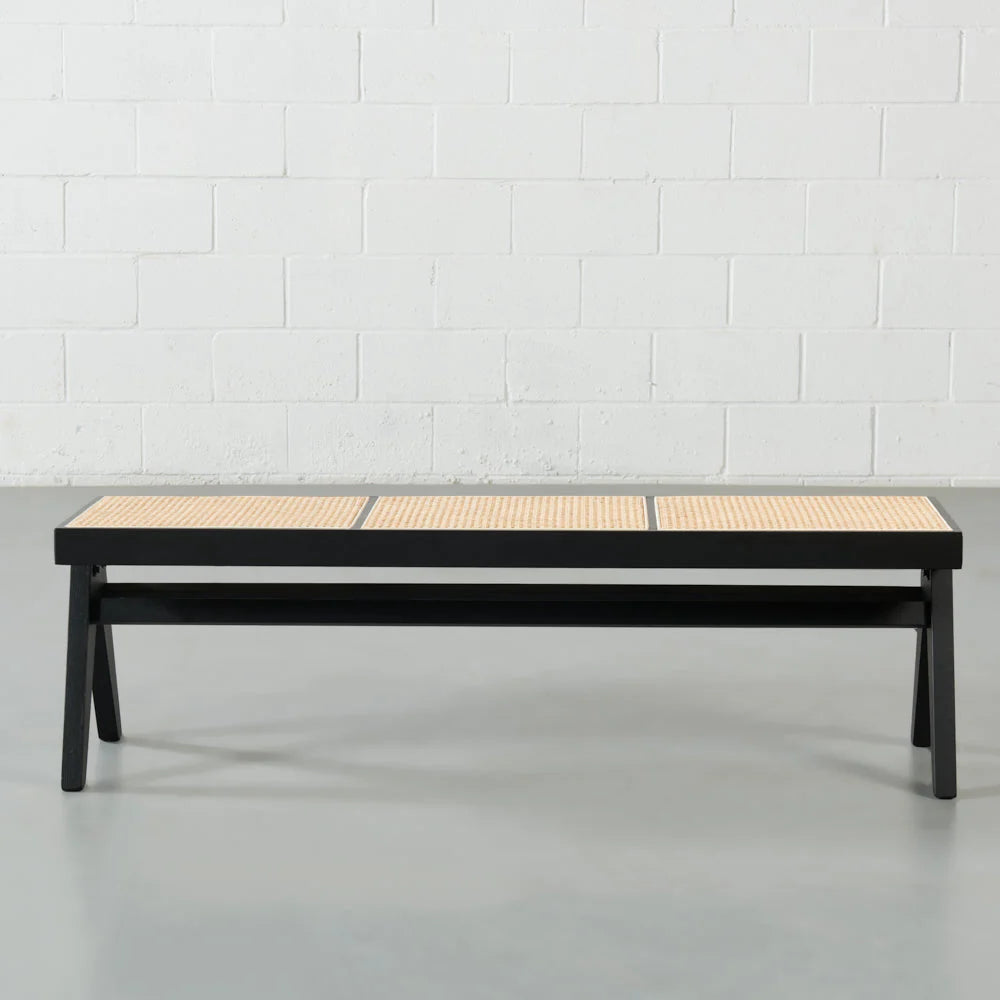 Raya Black Cane Bench