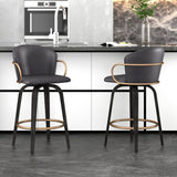 Lawson 26" Counter Stool, set of 2, with Swivel in Vintage Charcoal, Black and Aged Gold