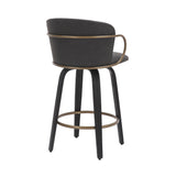 Lawson 26" Counter Stool, set of 2, with Swivel in Vintage Charcoal, Black and Aged Gold