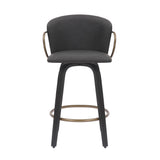 Lawson 26" Counter Stool, set of 2, with Swivel in Vintage Charcoal, Black and Aged Gold