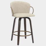 Lawson 26" Counter Stool, set of 2, with Swivel in Vintage Ivory, Brown and Aged Gold