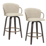 Lawson 26" Counter Stool, set of 2, with Swivel in Vintage Ivory, Brown and Aged Gold