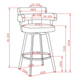 Oberon 26" Counter Stool with Swivel, set of 2 in Charcoal and Black
