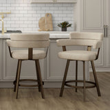 Oberon 26" Counter Stool with Swivel, set of 2 in Vintage Ivory and Aged Gold