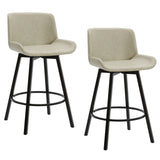 Fern 26" Counter Stool, set of 2, with Swivel in Vintage Ivory Faux Leather and Black