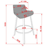 Fern 26" Counter Stool, set of 2, with Swivel in Vintage Ivory Faux Leather and Black