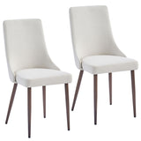 Stark/Cora 7pc Dining Set in Walnut with Beige Chair