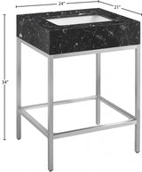 Marmo Engineered Stone Top and Brushed Chrome, Steel And Glass Base Vanity