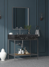Marmo Engineered Stone Top and Brushed Chrome, Steel And Glass Base Vanity
