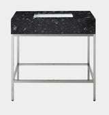 Marmo Engineered Stone Top and Brushed Chrome, Steel And Glass Base Vanity