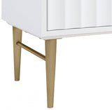Modernist 48" Engineered Stone Top And Solid Wood Base Bathroom Vanity