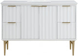 Modernist 48" Engineered Stone Top And Solid Wood Base Bathroom Vanity