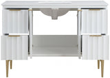 Modernist 48" Engineered Stone Top And Solid Wood Base Bathroom Vanity