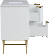 Modernist 48" Engineered Stone Top And Solid Wood Base Bathroom Vanity