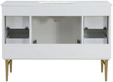Modernist 48" Engineered Stone Top And Solid Wood Base Bathroom Vanity