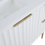 Modernist 48" Engineered Stone Top And Solid Wood Base Bathroom Vanity