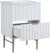 Modernist Engineered Stone Top And Solid Wood Base (brushed chrome) Bathroom Vanity