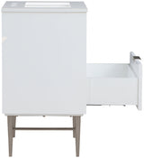 Modernist Engineered Stone Top And Solid Wood Base (brushed chrome) Bathroom Vanity