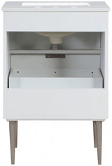 Modernist Engineered Stone Top And Solid Wood Base (brushed chrome) Bathroom Vanity