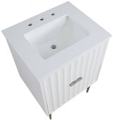 Modernist Engineered Stone Top And Solid Wood Base (brushed chrome) Bathroom Vanity