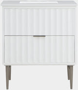 Modernist Engineered Stone Top And Solid Wood Base (brushed chrome) Bathroom Vanity