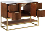 Monad 48" Genuine Marble Top, Steel And Glass Base Vanity