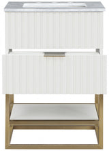 Monad Genuine Marble Top, Steel And Glass Base Vanity