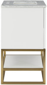 Monad Genuine Marble Top, Steel And Glass Base Vanity