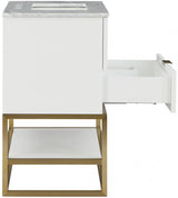 Monad Genuine Marble Top, Steel And Glass Base Vanity