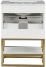Monad Genuine Marble Top, Steel And Glass Base Vanity