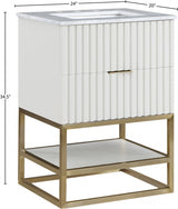 Monad Genuine Marble Top, Steel And Glass Base Vanity