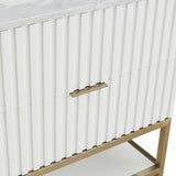 Monad Genuine Marble Top, Steel And Glass Base Vanity