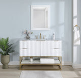 Monad 48" Genuine Marble Top, Steel And Glass Base Vanity