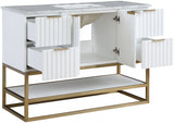 Monad 48" Genuine Marble Top, Steel And Glass Base Vanity