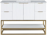 Monad 48" Genuine Marble Top, Steel And Glass Base Vanity