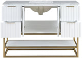 Monad 48" Genuine Marble Top, Steel And Glass Base Vanity