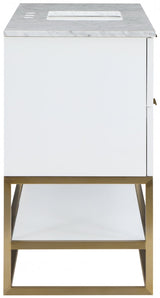 Monad 48" Genuine Marble Top, Steel And Glass Base Vanity