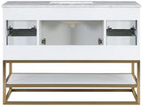 Monad 48" Genuine Marble Top, Steel And Glass Base Vanity
