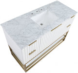 Monad 48" Genuine Marble Top, Steel And Glass Base Vanity