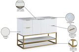 Monad 48" Genuine Marble Top, Steel And Glass Base Vanity