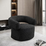 Niya Linen Textured Fabric Upholstered Swivel Accent Chair